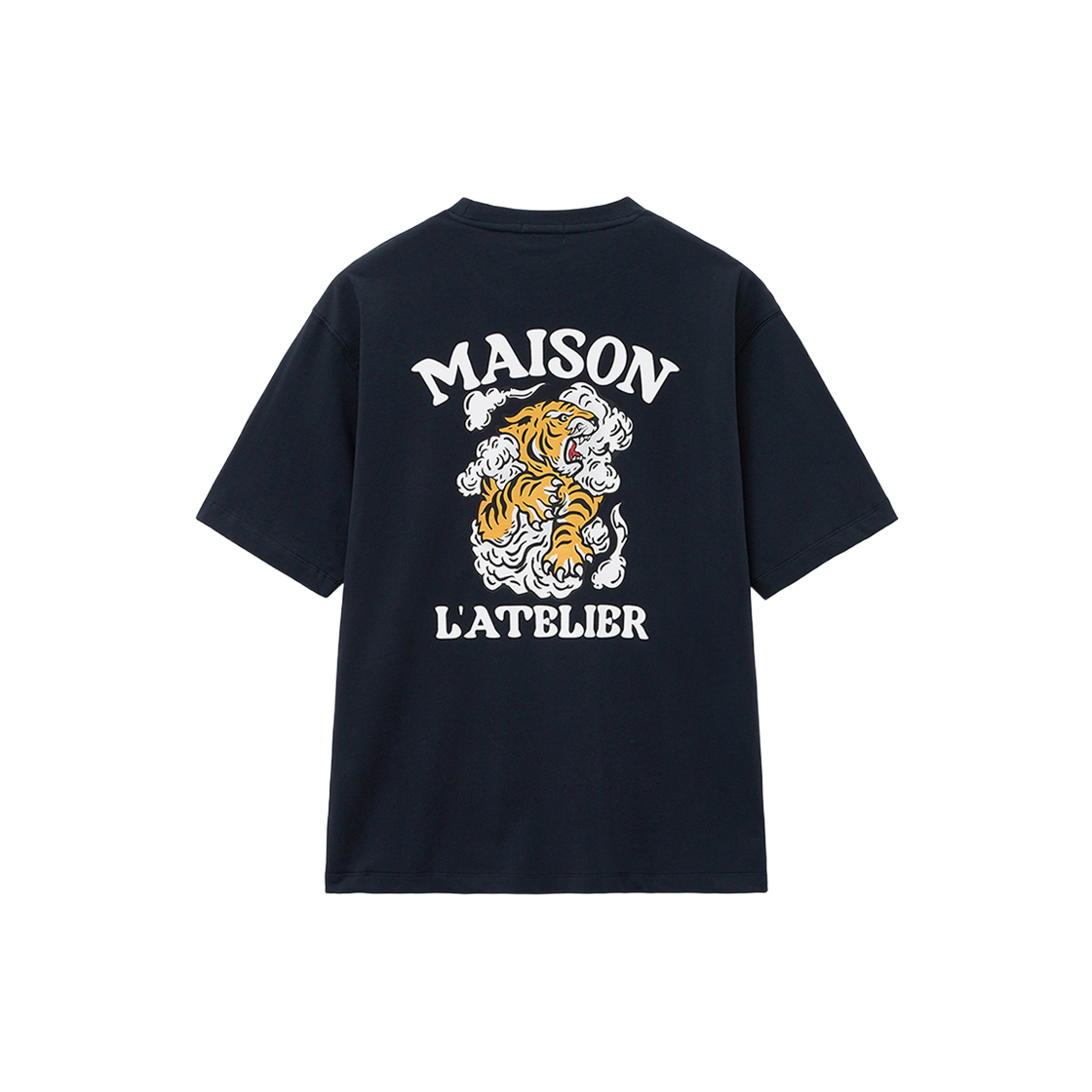 티엔지티 세미 오버핏 타이거 그래픽 티셔츠 네이비