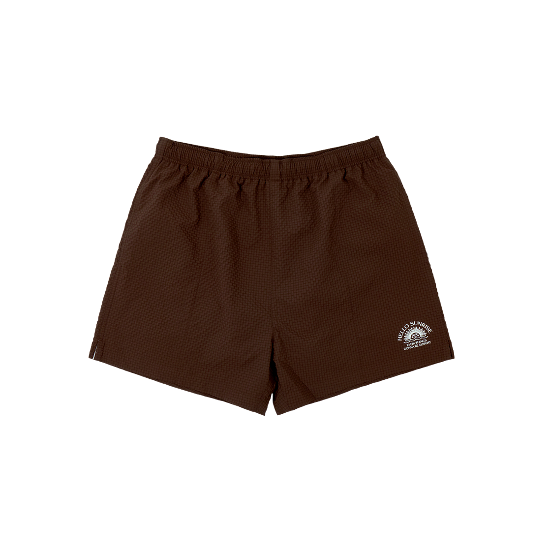 HS41SO004BR Hello Sunrise Swim Shorts Brown Check