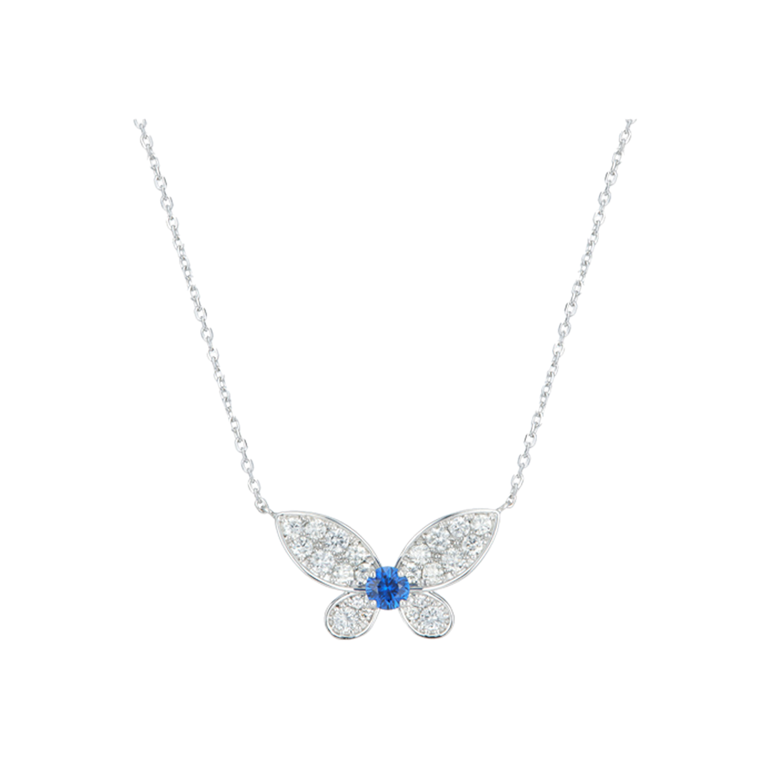 미꼬 모르포 사파이어 다이아몬드 파베L 목걸이 화이트 골드(Miko Morpho Sapphire Diamond Pave L Necklace White Gold)