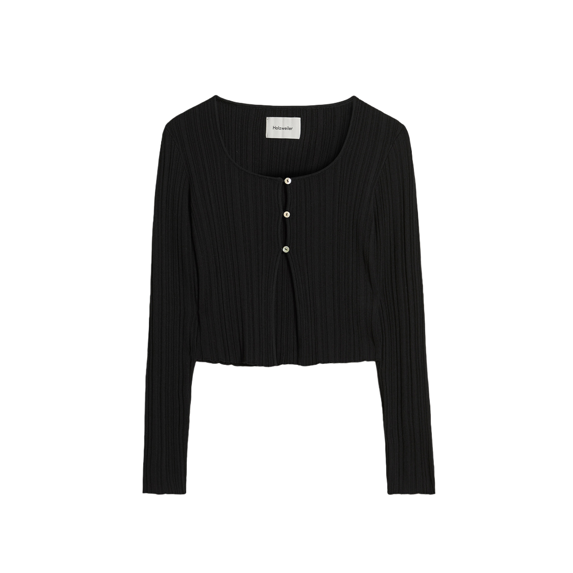 홀츠베일러 우먼 언이븐 립 니트 가디건 블랙 - 24FW(Holzweiler Women Uneven Rib Knit Cardigan Black - 24FW)