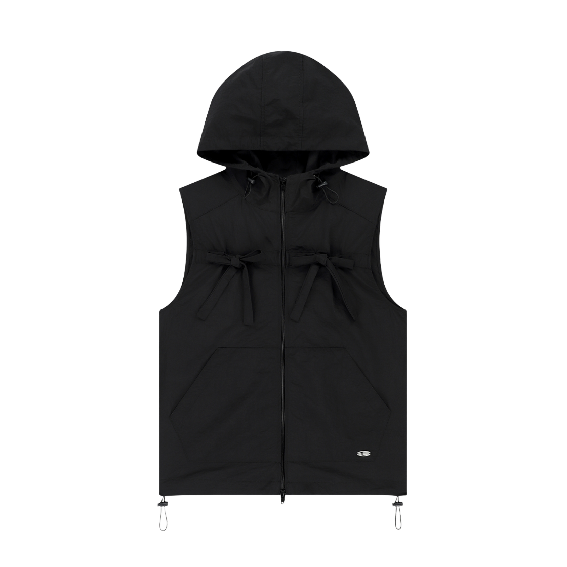 니어노어 리본 집업 베스트 블랙(NIIER NOR Ribbon Zip-Up Vest Black)