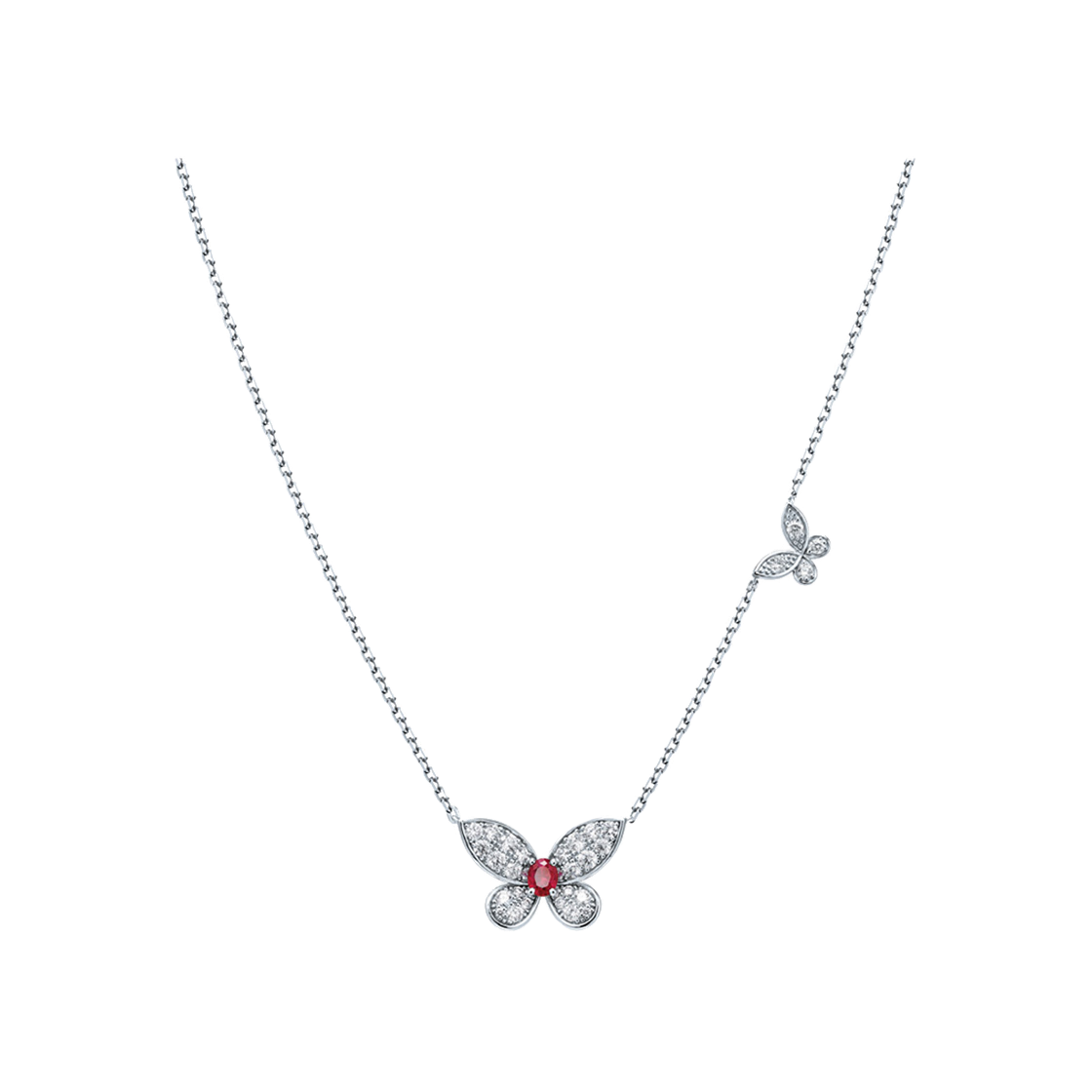 [온라인단독] 미꼬 모르포 루비 다이아몬드 파베 L 목걸이 화이트 골드([Online Exclusive] Miko Morpho Ruby Diamond Pave L Necklace White Gold)