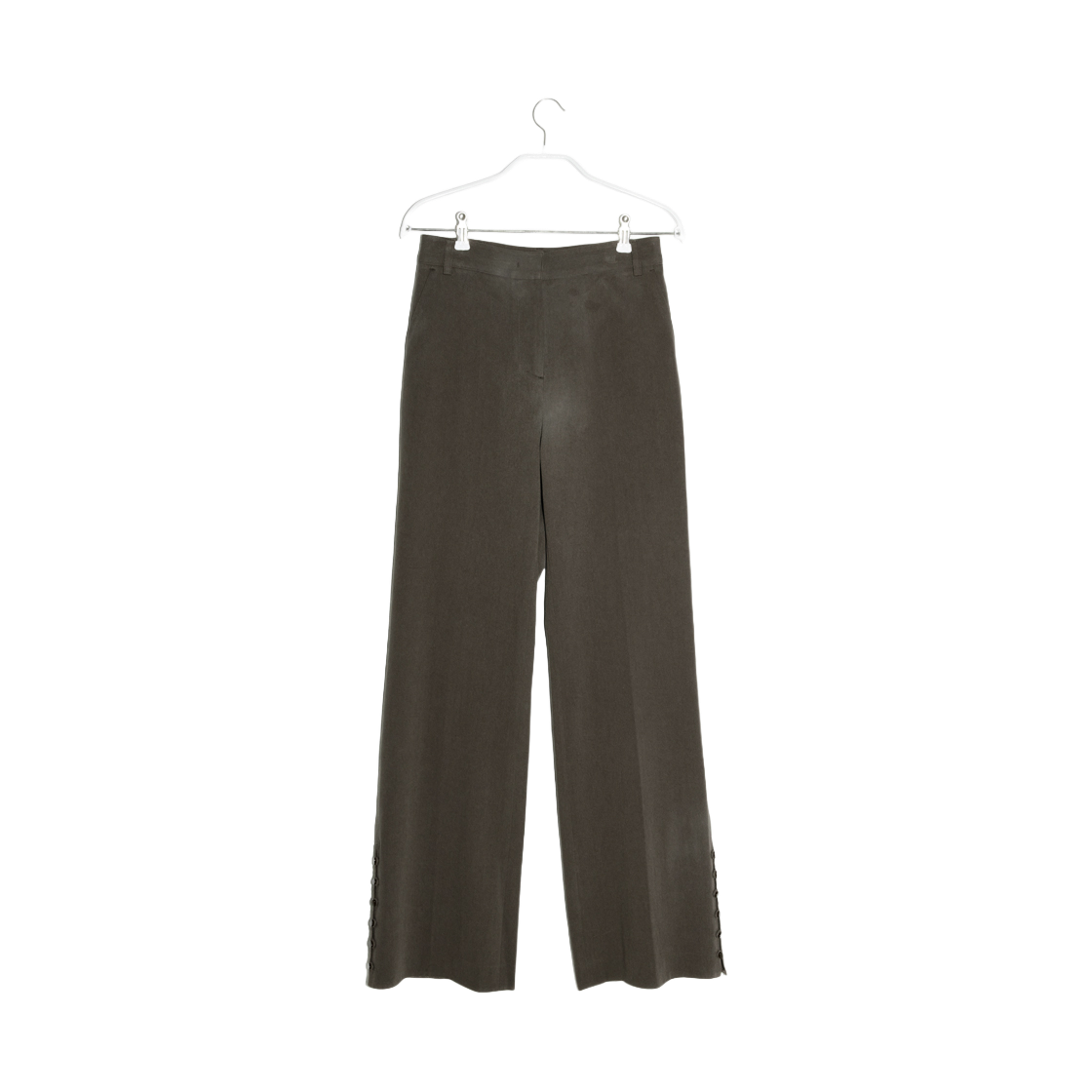 BDSUPT007BR En Or Women Button Side Slit Pants  Brown