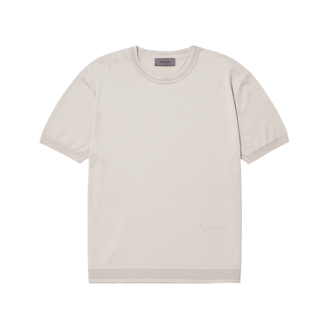 BR003CLH0001C04 BY RANG Cotton Silk Logo Knitted Crew Neck Beige