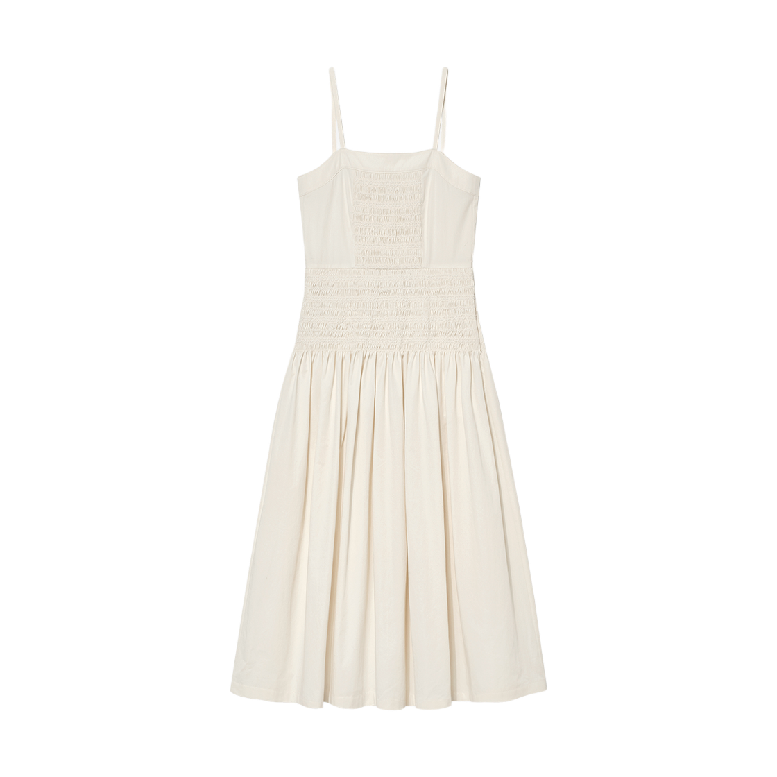 킨더살몬 우먼 스모킹 셔링 드레스 크림(Kindersalmon Women Smocking Shirring Dress Cream) - 1