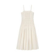 Kindersalmon Women Smocking Shirring Dress Cream