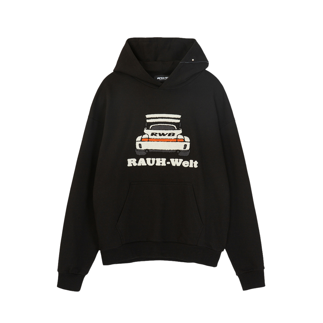 알더블유비 엠브로이드 카 후드티 블랙(RWB Embroidery Car Hoodie Black)