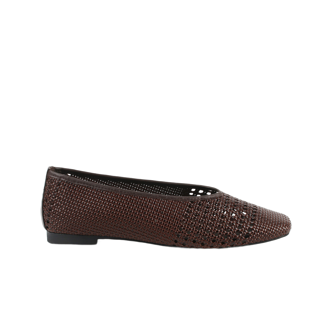 MD0077_3 Moodnight Joy Weaving Loundy Flat Shoes Dark Brown