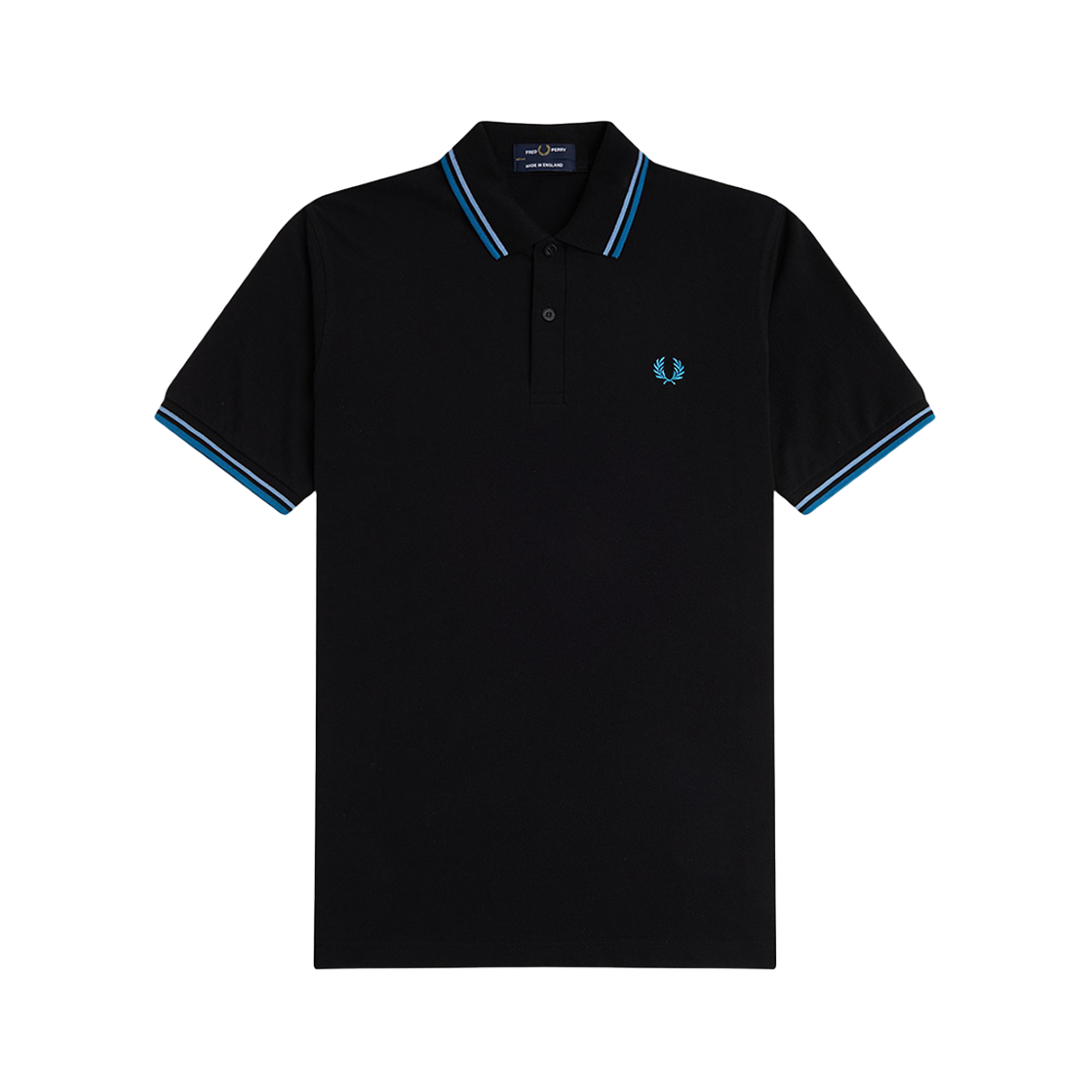AFPM2430012-X13 Fred Perry M12 Twin Tipped Fred Perry Shirt - Black/Sky/Runaway Bay Ocean