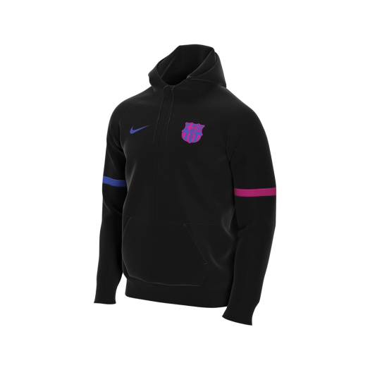 Nike FC Barcelona 2021/22 Travel Fleece Hoodie Black Raspberry Pink