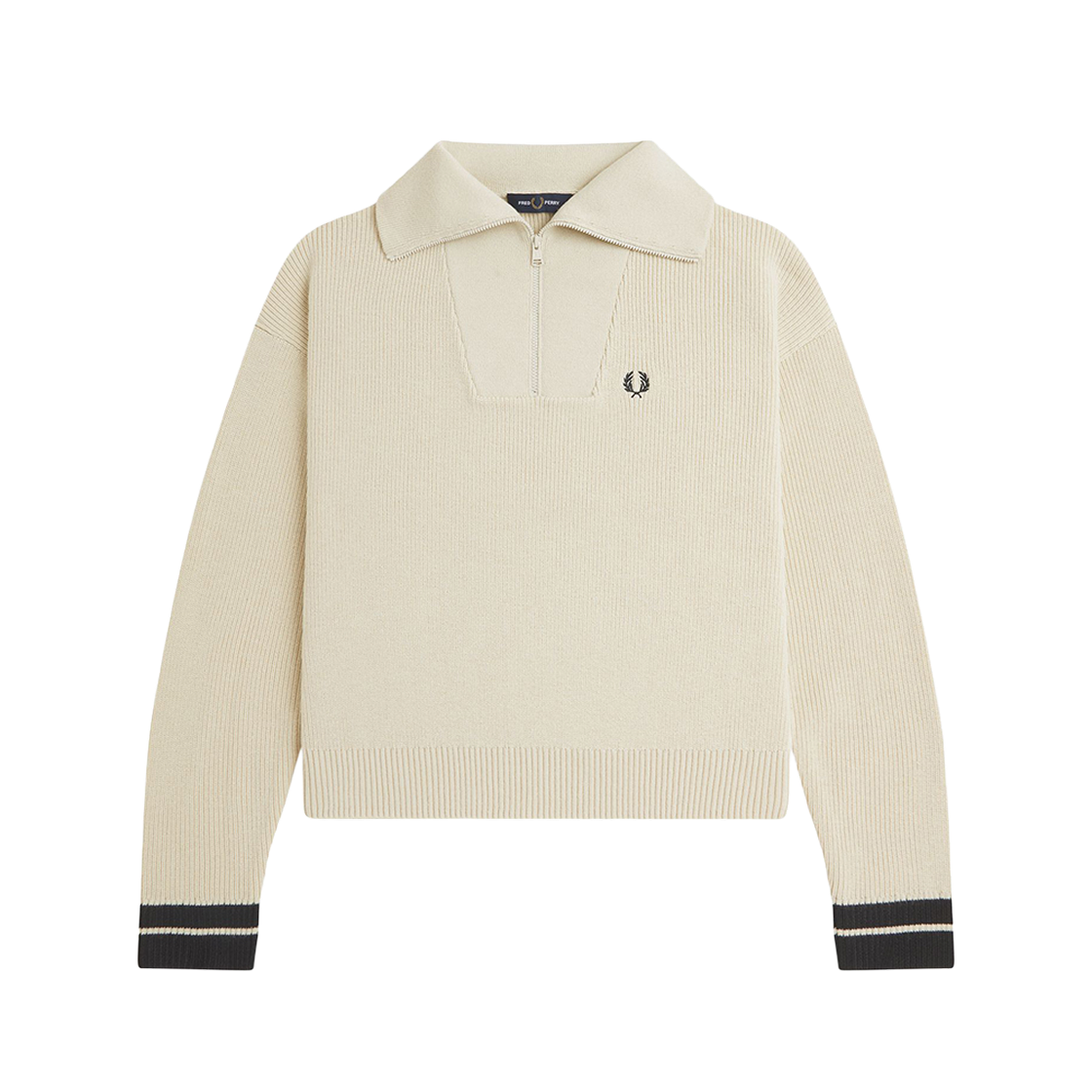 AFPF2438134-691 Fred Perry Womens Half Zip Knit Oatmeal