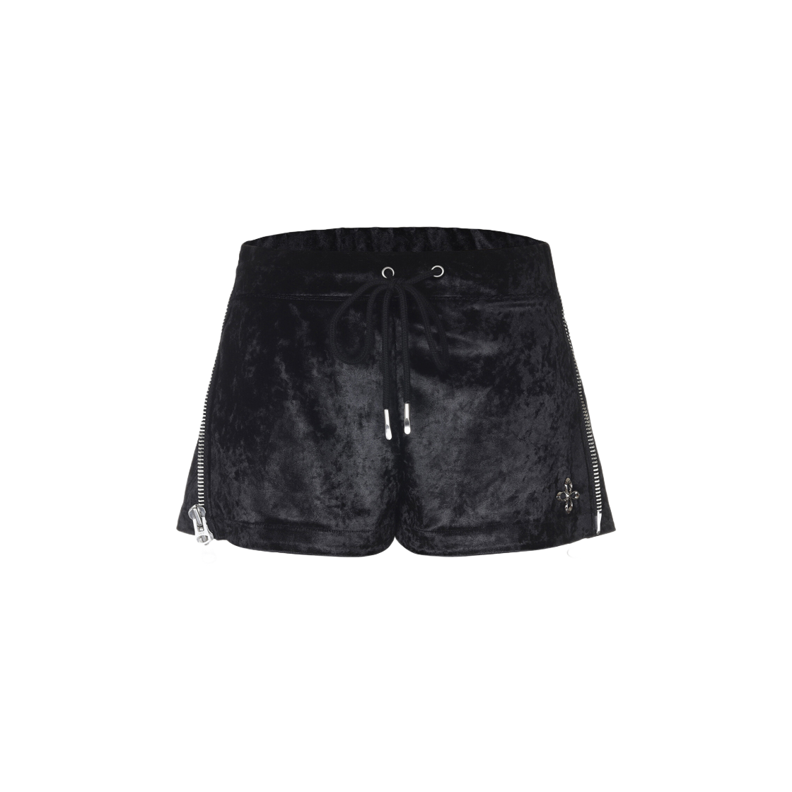 써저리 사이드 집 벨벳 트랙 마이크로 쇼츠 블랙(Surgery Side Zip Velvet Track Micro Shorts Black)