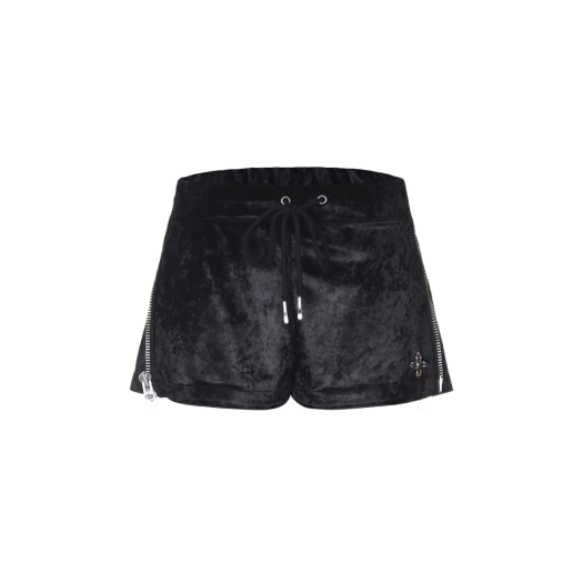 24SSSSD012 Surgery Side Zip Velvet Track Micro Shorts Black