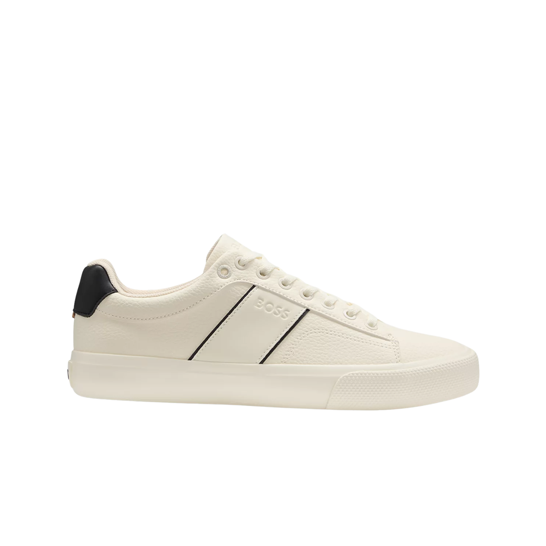 50522833-101 Hugo Boss Faux Leather Trainers with Plain and Grained Textures White