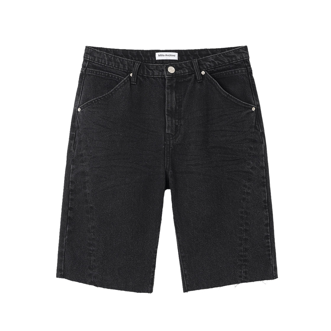 ML331WK Millo Archive Slim Straight Fit Half Denim Pants Washed Black