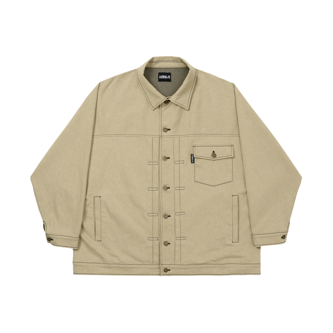 AJ242OT002BE Ajobyajo Batwing Two-Tone Twill Jacket Beige - 대표 이미지 #1