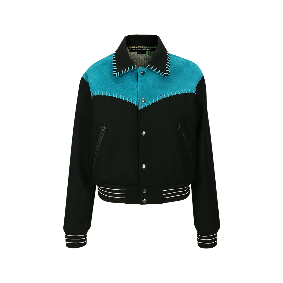 awa550w(TEAL BLUE) ADSB Andersson Bell Woman New Margo Western Varsity Jacket Teal Blue