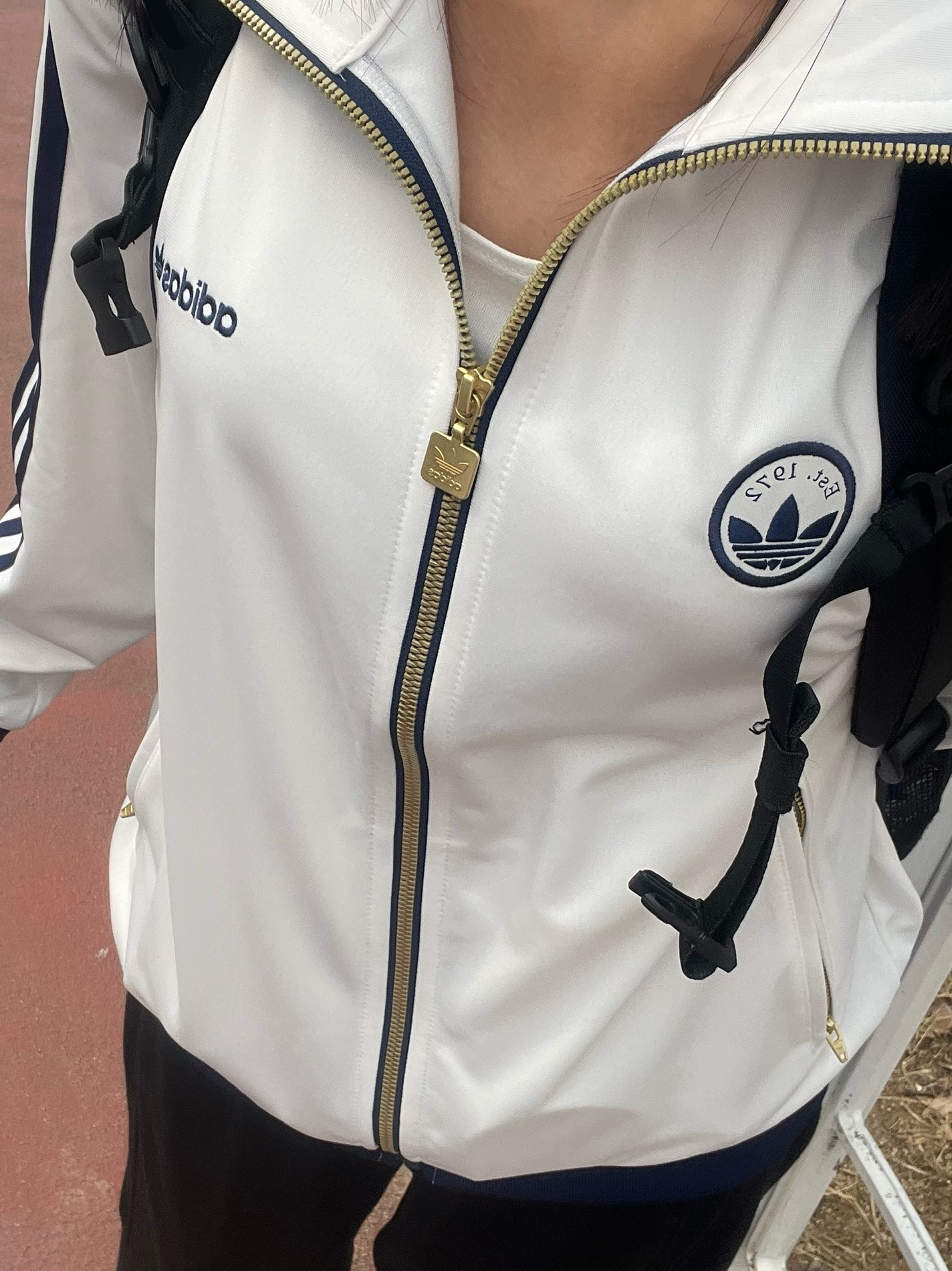 (W) Adidas Firebird Badge Track Top Cloud White - KR Sizing 착용 스타일