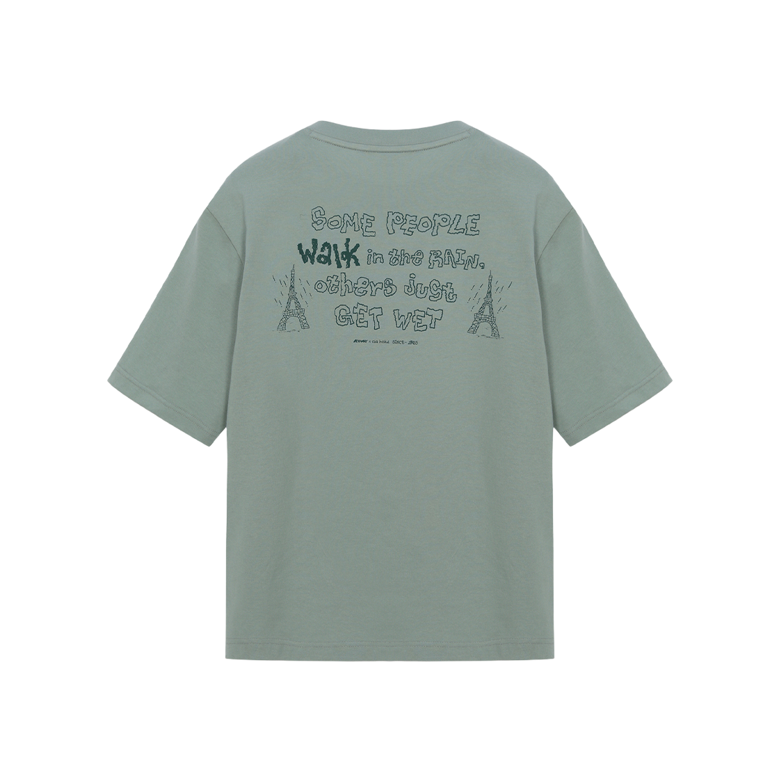 Y242BUT433DM1 K-Way x Chainchul Eiffel Tower Graphic T-shirt Dark Mint - 대표 이미지 #1