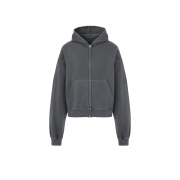 DEFINE Pigment Wash Cropped Hood Zip-Up Charcoal