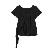 Kindersalmon Women Square Neck Ruffle Blouse Black