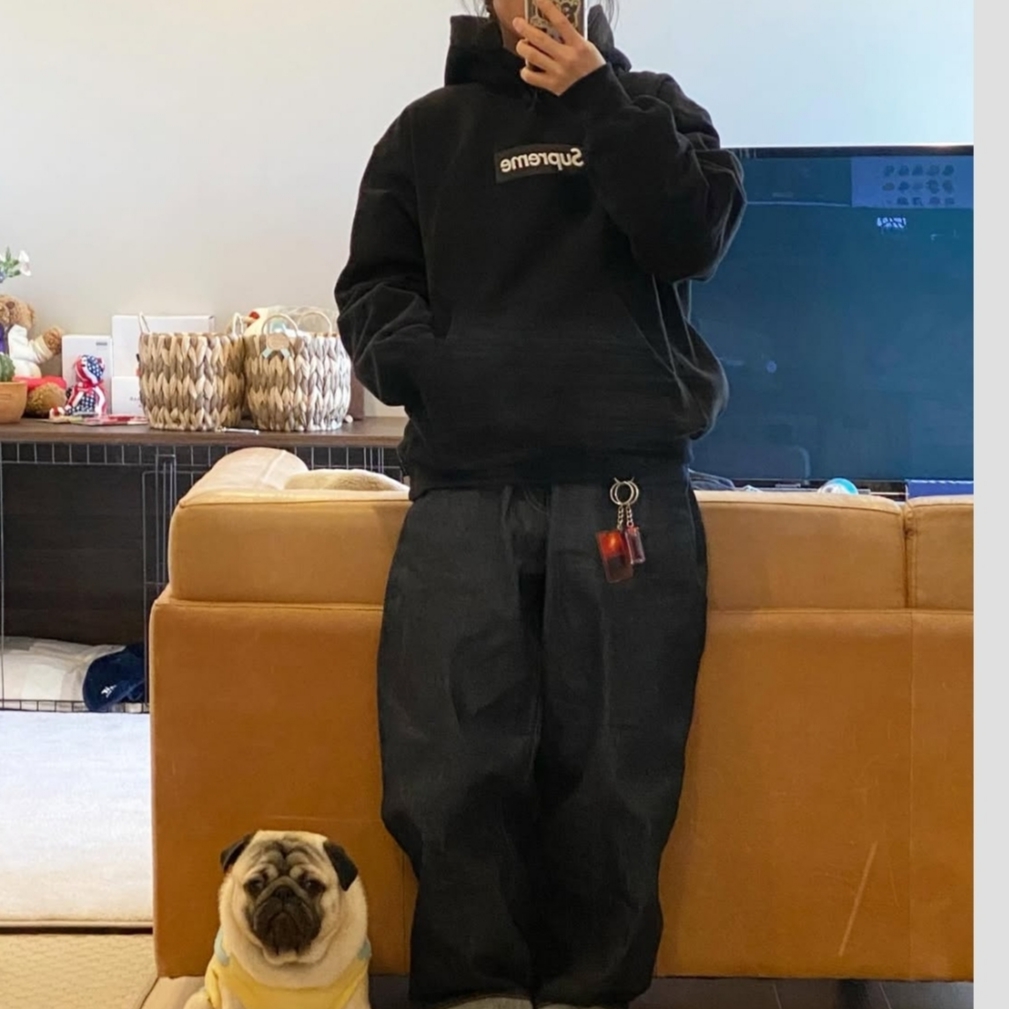 Supreme Box Logo Hooded Sweatshirt Black - 24FW 착용 스타일 - 2