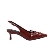 Moodnight Cindy 3 Belted Sling-Back Kitten Heels Deep-Red