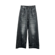 BLR Printed Wide Denim Pants Black