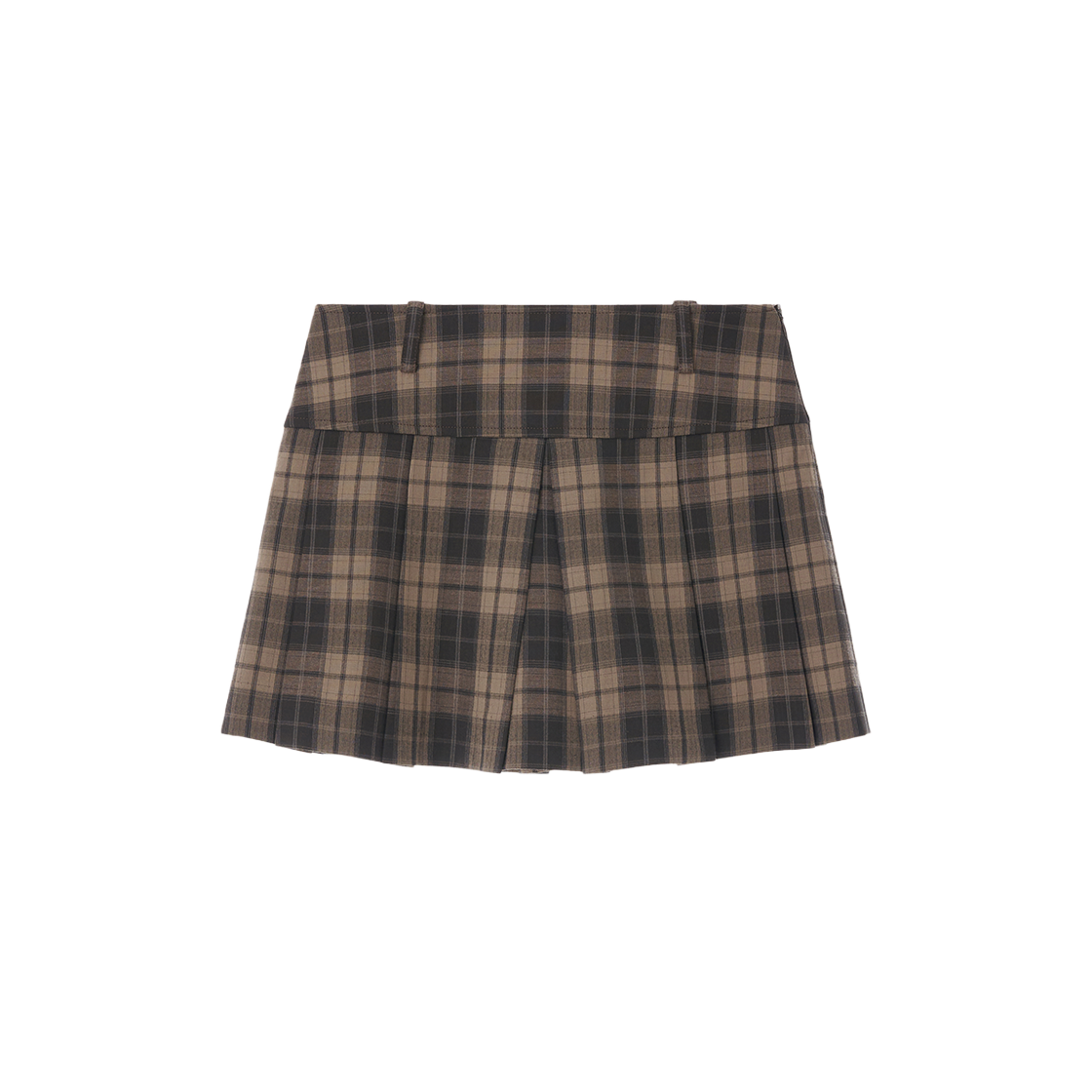 지지지 클래식 체크 플리츠 미니스커트 브라운 블랙(zeezeezee Classic Check Pleated Miniskirt Brown Black)