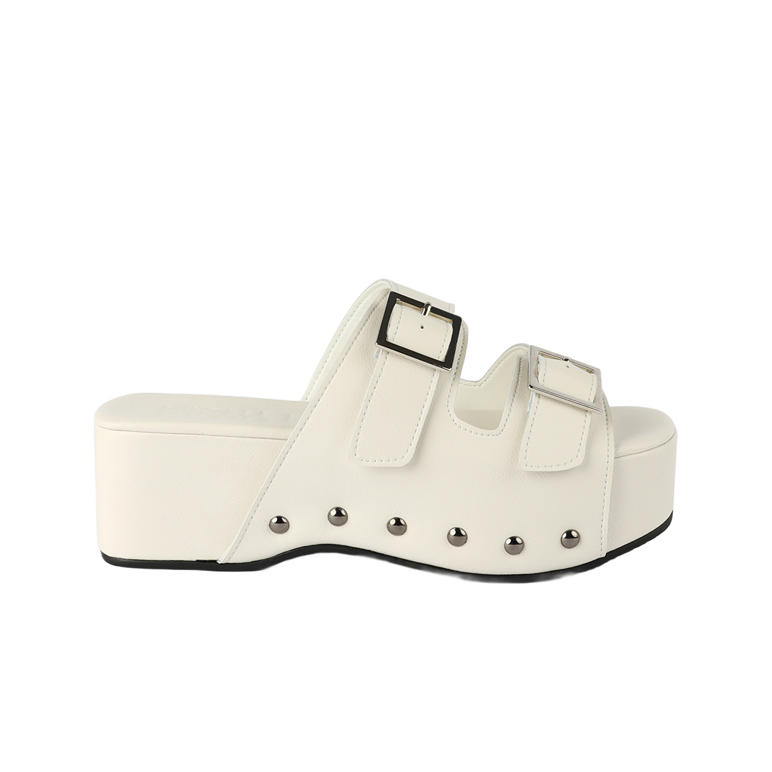 무드나잇 마고 벨티드 플랫폼 클로그 샌들 크림(Moodnight Margo Belted Platform Clog Sandals Cream)