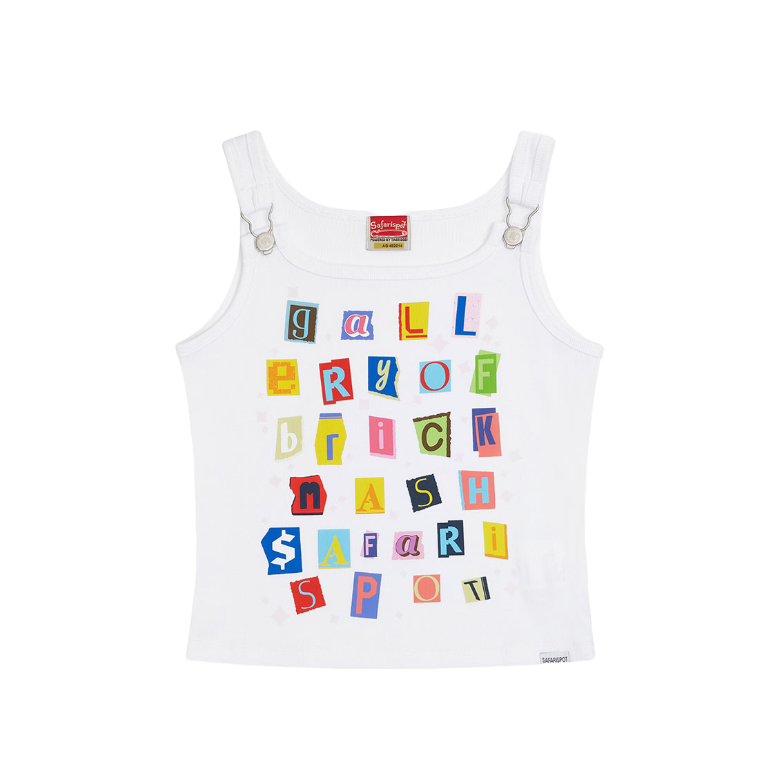 saf00274 Safarispot 1/2 Stickerpack Suspenders Sleeveless White - 대표 이미지 #1