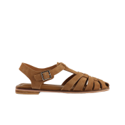 Moodnight Fisherman Cage Leather Sandals Camel Suede