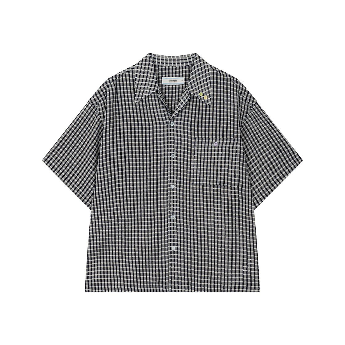 Waviness24251 Waviness Button Point Open Collar Half Shirts Dark Navy - 대표 이미지 #1