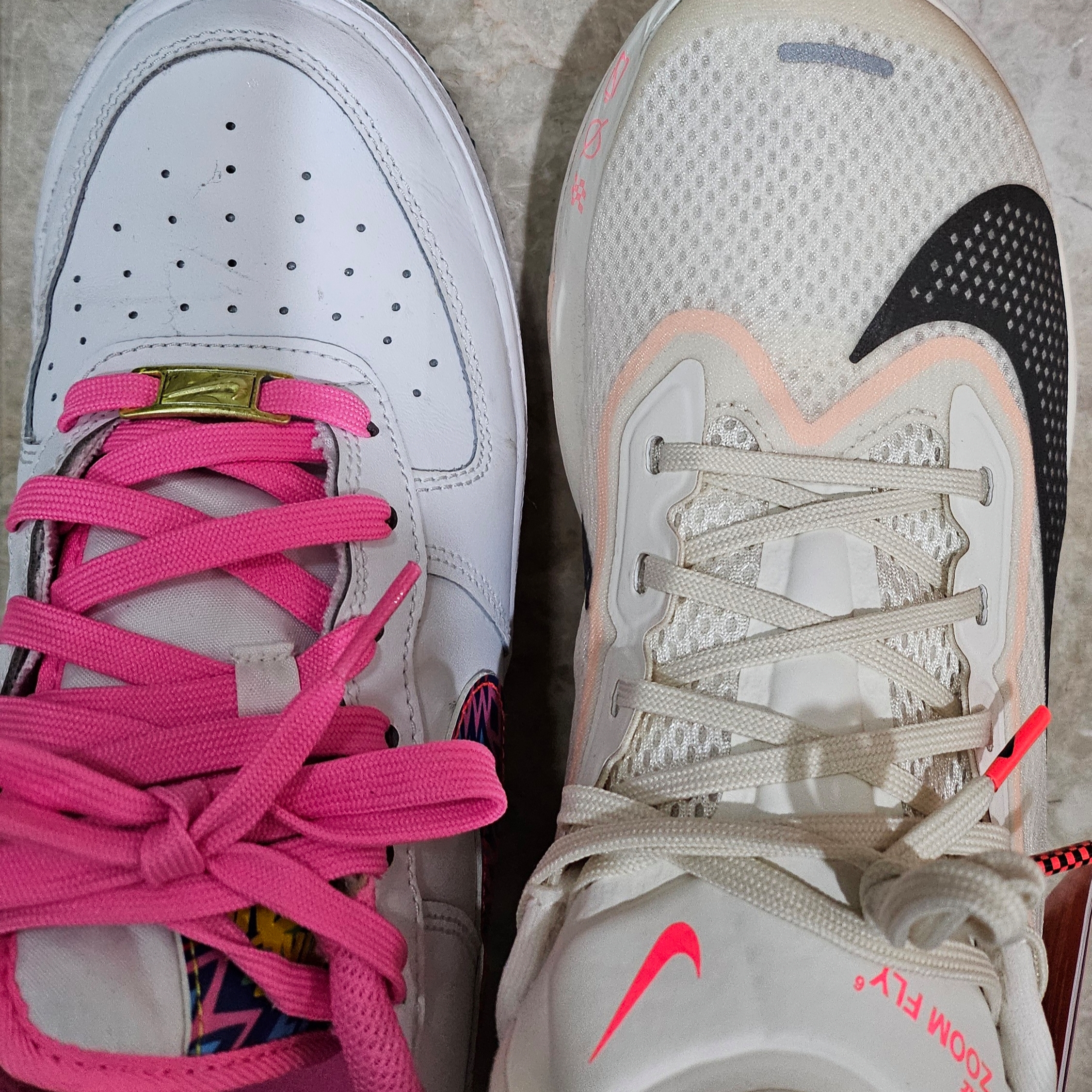 (W) Nike Zoom Fly 6 Pale Ivory Crimson Tint 착용 스타일 - 1