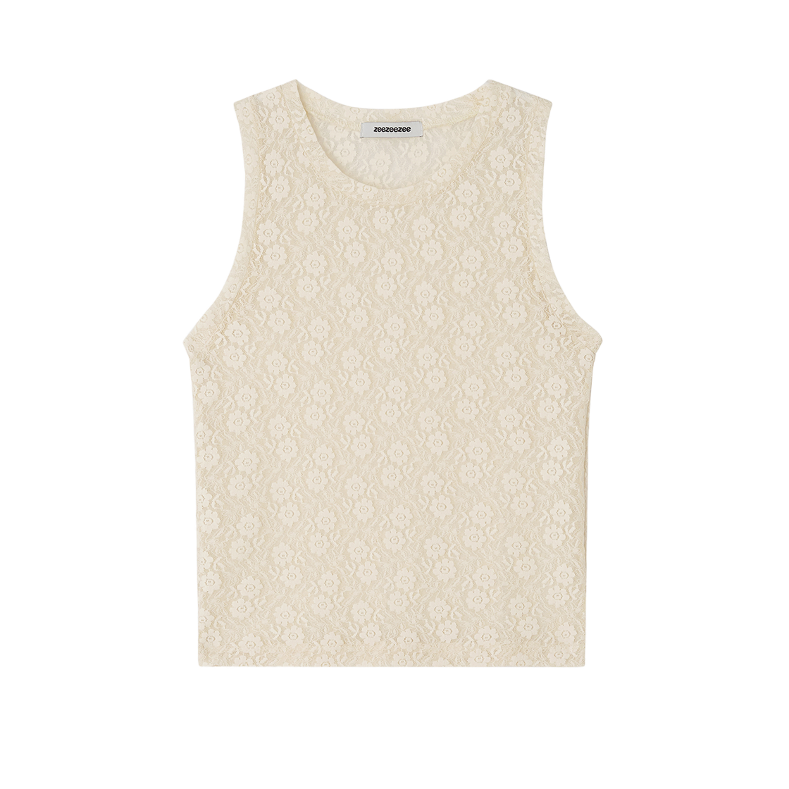 지지지 플로럴 레이스 탑 크림 베이지(zeezeezee Floral Fitted Top Cream Beige)