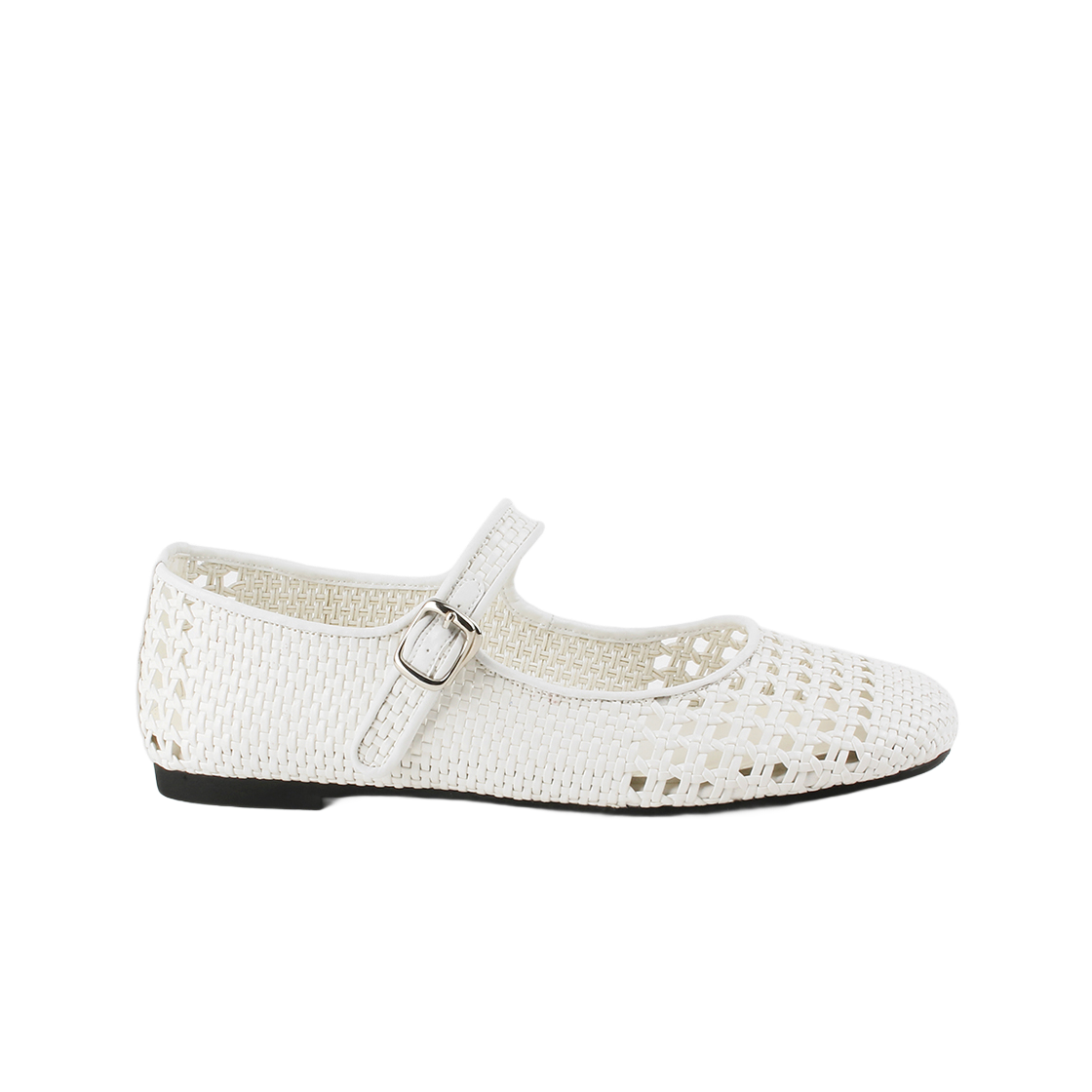 무드나잇 마린 위빙 메리제인 플랫 슈즈 화이트(Moodnight Maryn Weaving Mary-Jane Flat Shoes White) - 1