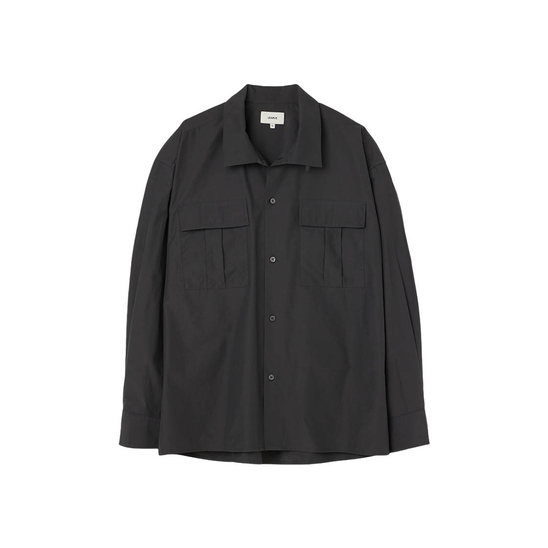 르아브 오블리크 투포켓 하이넥카라 셔츠 챠콜(LEARVE Oblique Two-Pocket High-Neck Collar Shirts Charcoal)