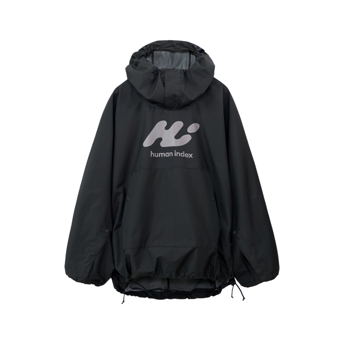 HM4OHD0501B0 Polyteru Human Index Human Rain Pancho Hoodie Black