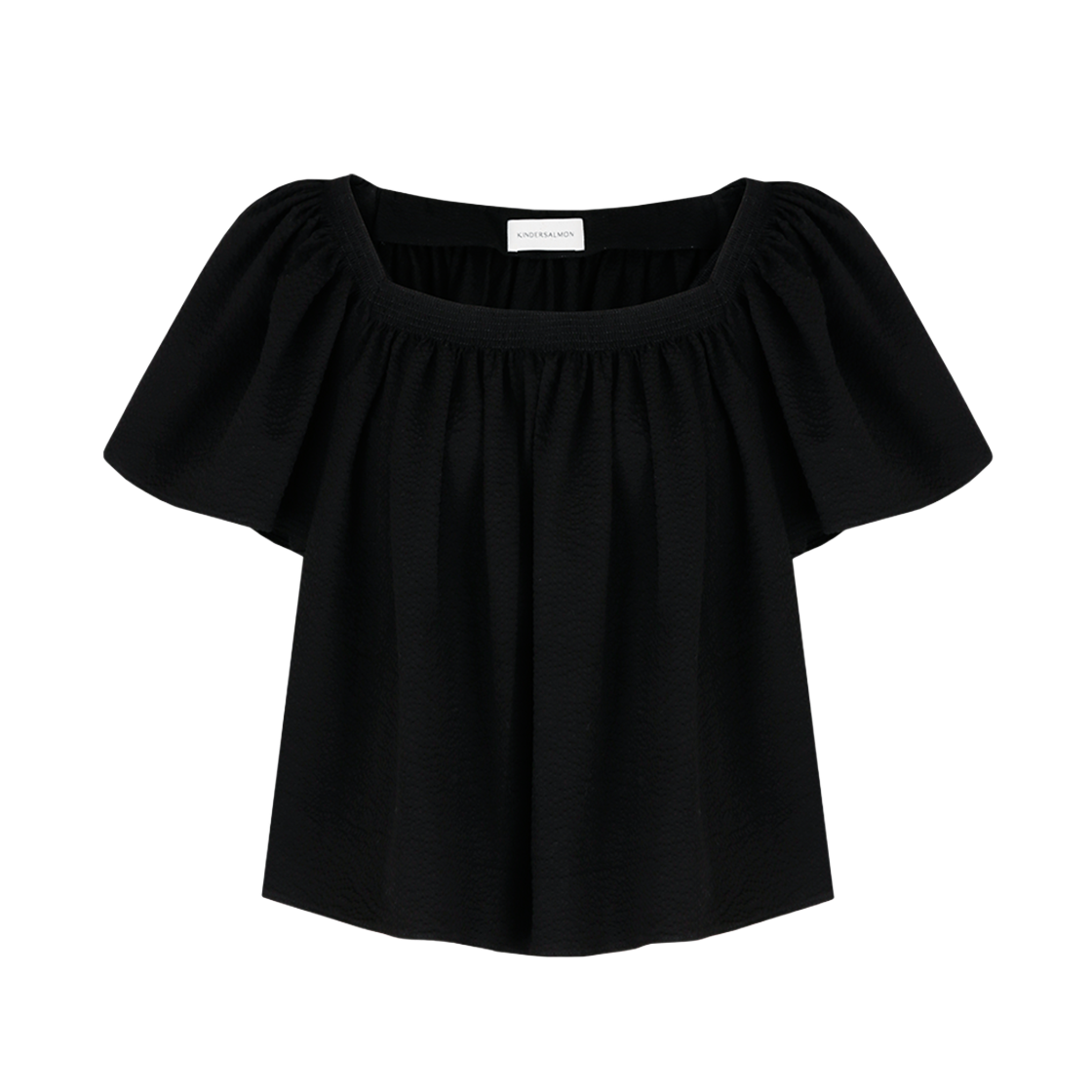 킨더살몬 우먼 웨이비 스모크드 블라우스 블랙