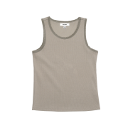 Haleine Mixed Fabric Sleeveless Top Khaki Beige (VT213)