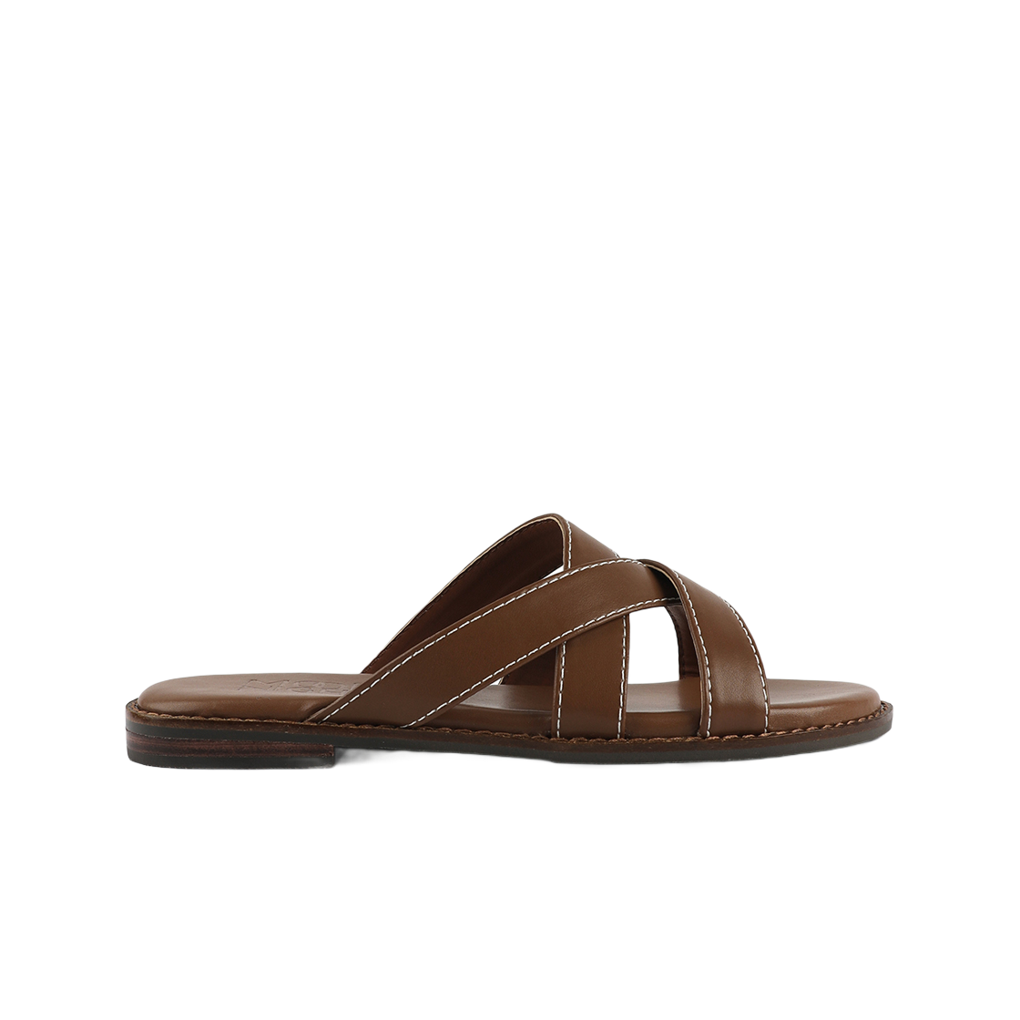 MD0280_1 Moodnight Logan Stitch Pointed Slide Sandals Brown