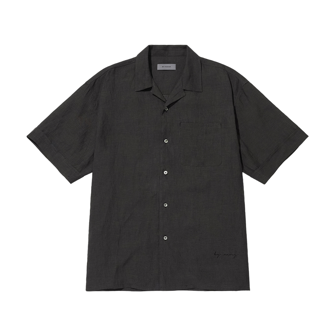 바이랑 린넨 로고 볼링 셔츠 블랙