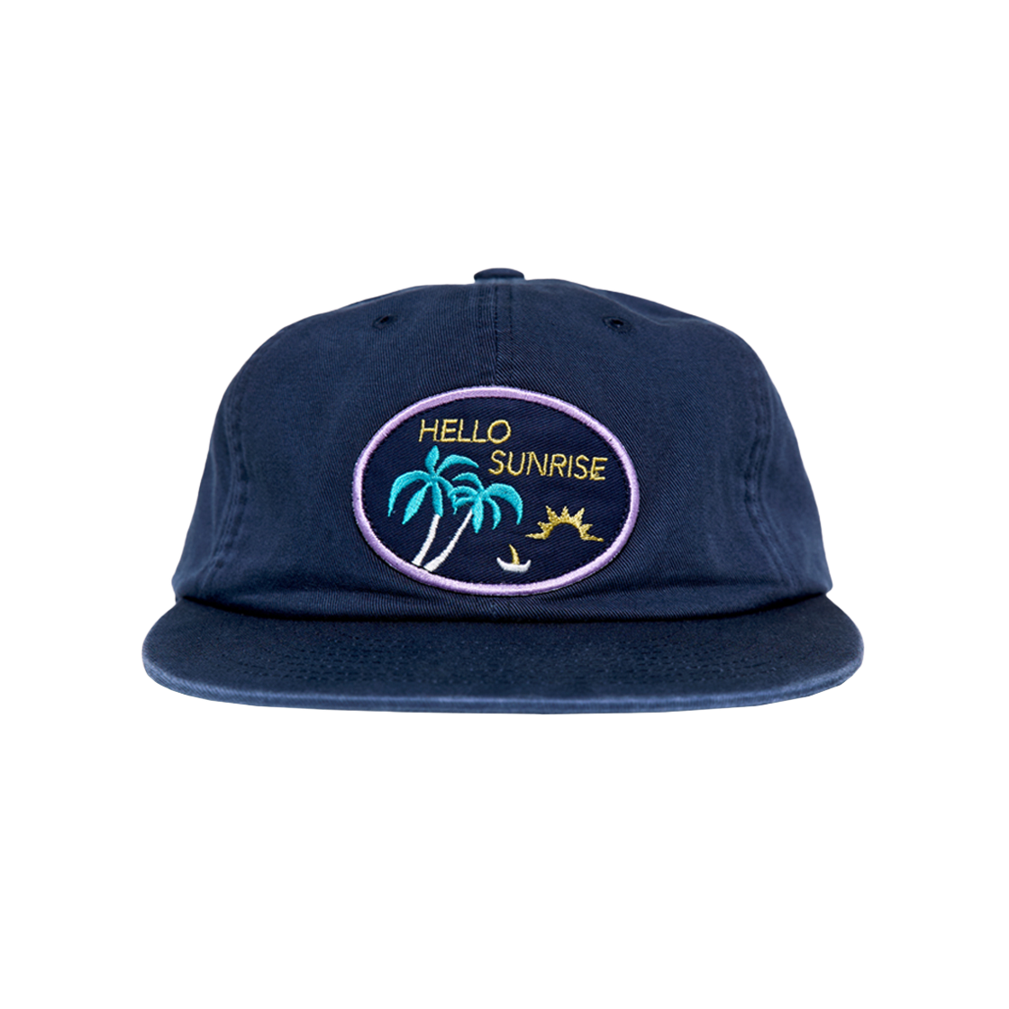 HS41CA002NV0 Hello Sunrise Palm Tree Wappen 6Panel Cap Navy