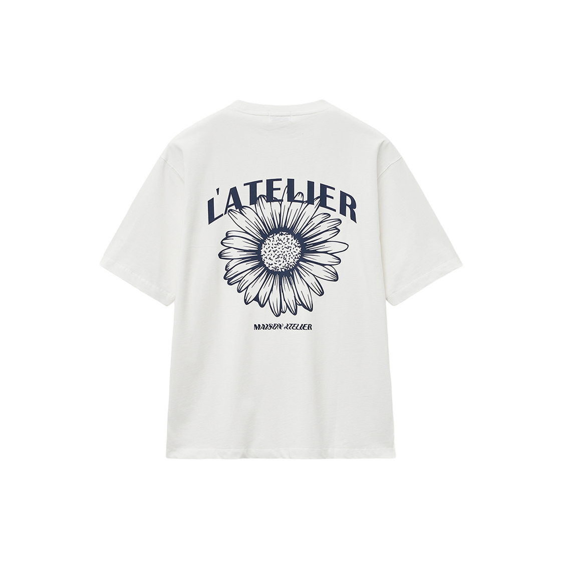 티엔지티 세미 오버핏 플라워 그래픽 티셔츠 크림