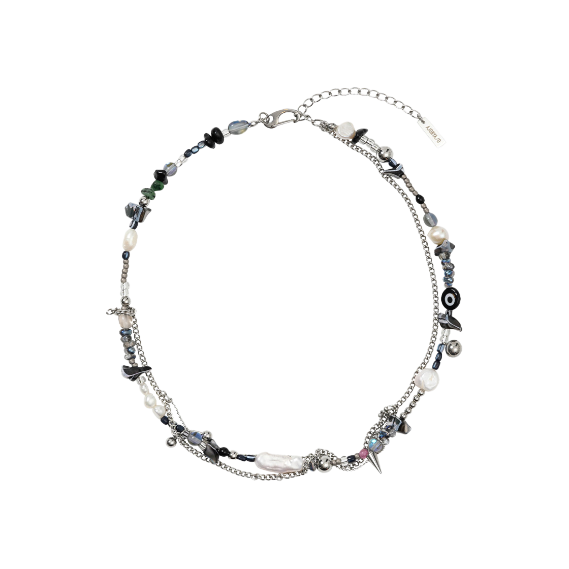 아조바이아조 프레쉬 워터 펄 레이어드 목걸이 실버