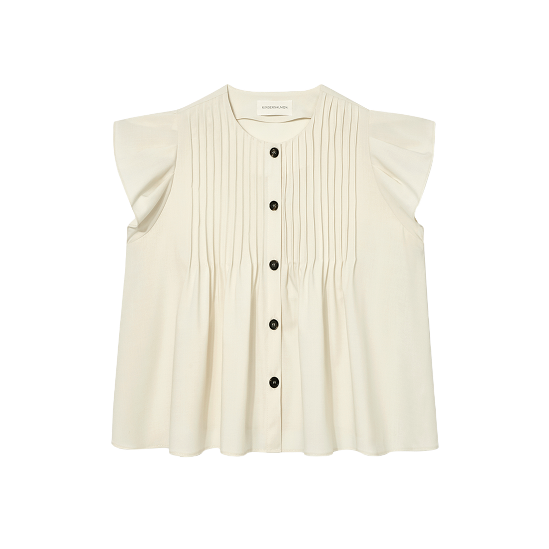 킨더살몬 우먼 핀턱 러플 슬리브 블라우스 크림(Kindersalmon Women Pintucked Ruffle-sleeve Blouse Cream) - 1