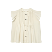 Kindersalmon Women Pintucked Ruffle-sleeve Blouse Cream
