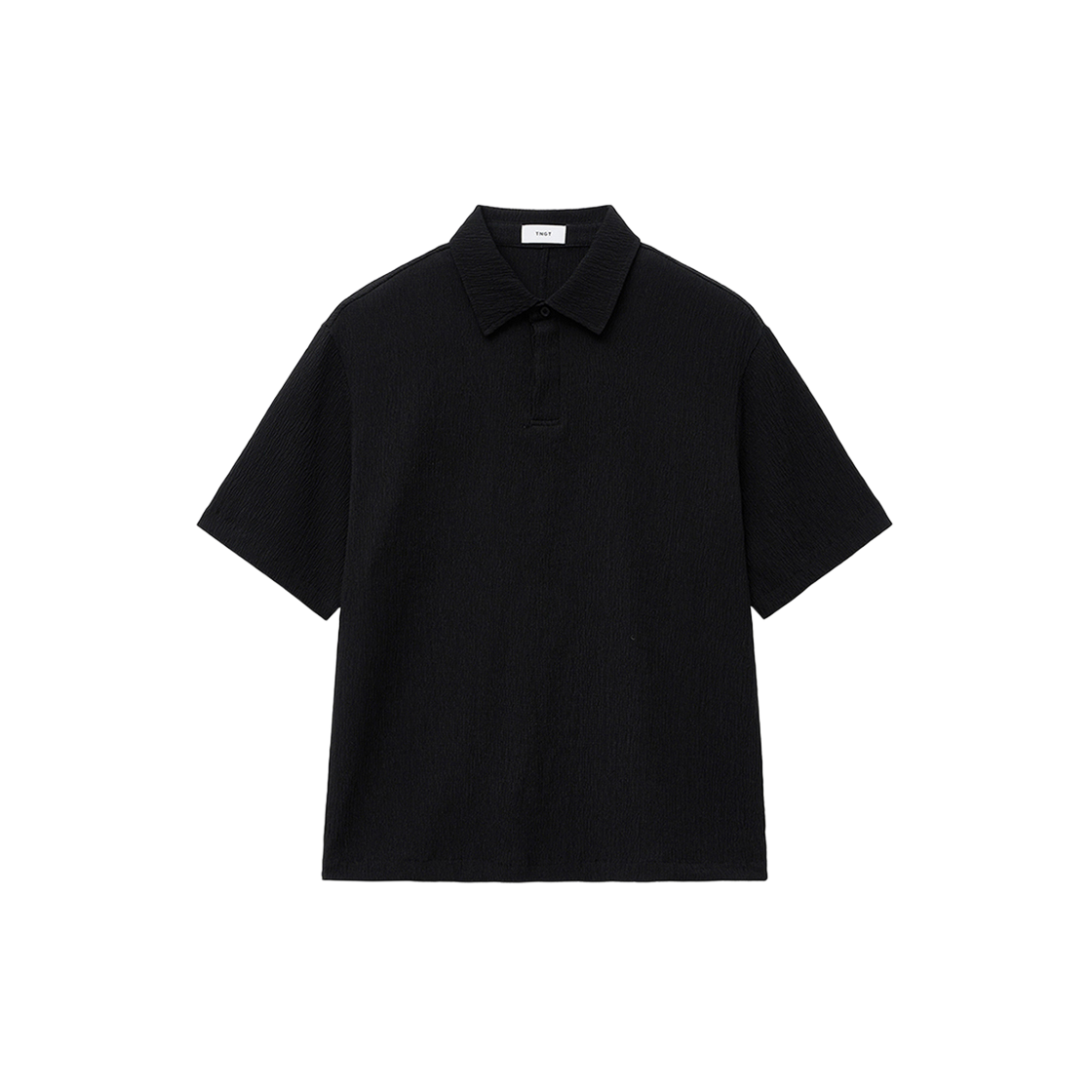 티엔지티 키노시타 세미 오버핏 시어서커 카라 티셔츠 블랙