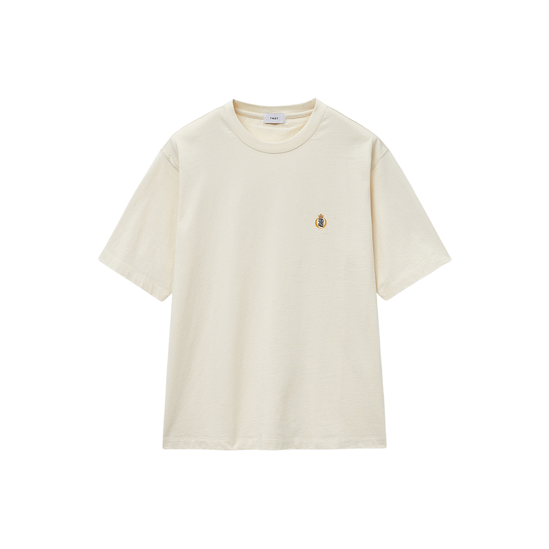 티엔지티 세미 오버핏 자수 로고 티셔츠 라이트 베이지