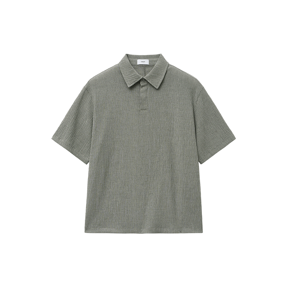 티엔지티 키노시타 세미 오버핏 시어서커 카라 티셔츠 베이지